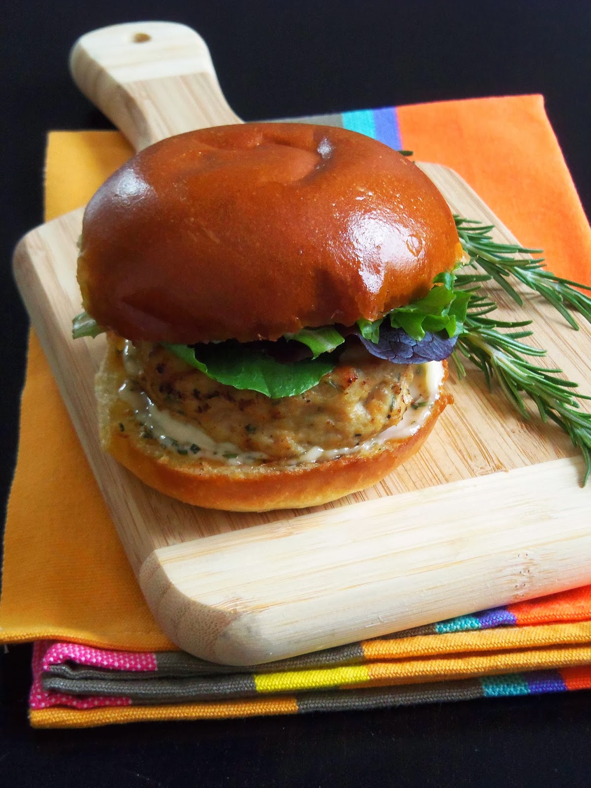 Simply Romanesco Chicken Burgers with GarlicRosemary Mayonnaise
