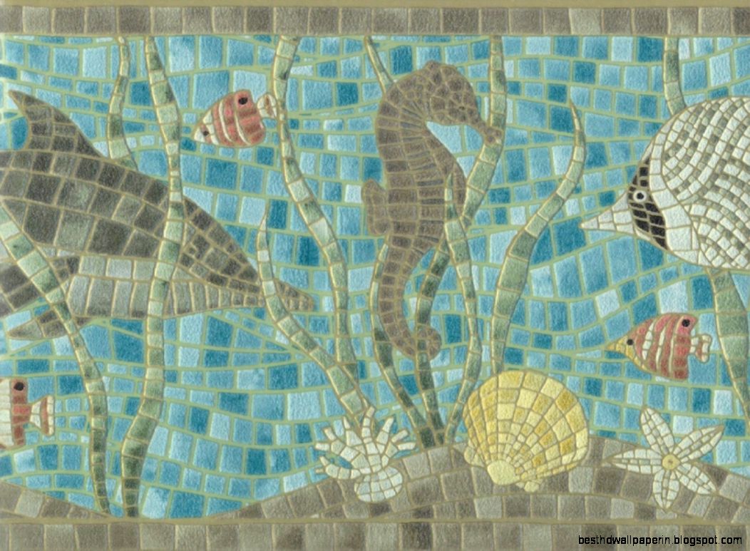 Under the Sea Creatures Mosaic Wallpaper Border 5815155 br Under the Sea Creatures Mosaic Wallpaper Border 5815155 br