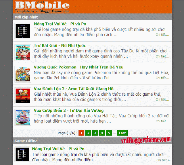 BMobile v1.0.1 - Mẫu Blogspot dành cho phát triển wap game