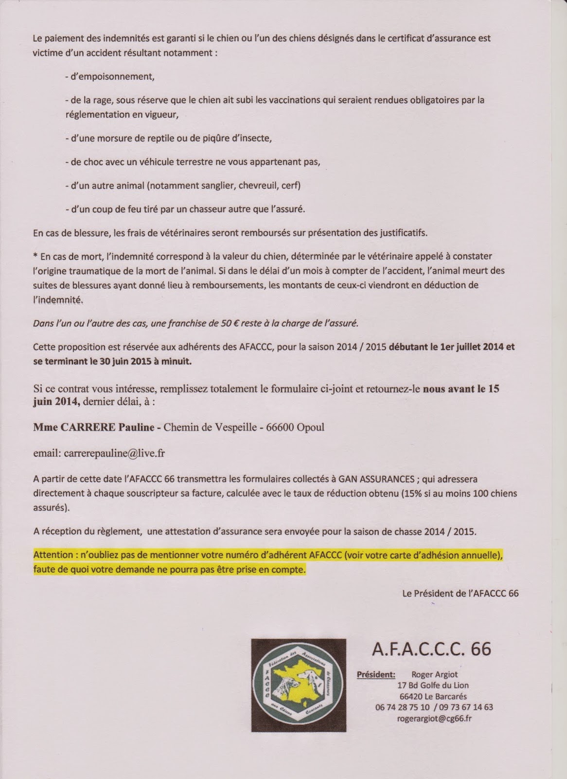 AFACCC 66: Assurance GAN chiens AFACCC 66: Assurance GAN chiens