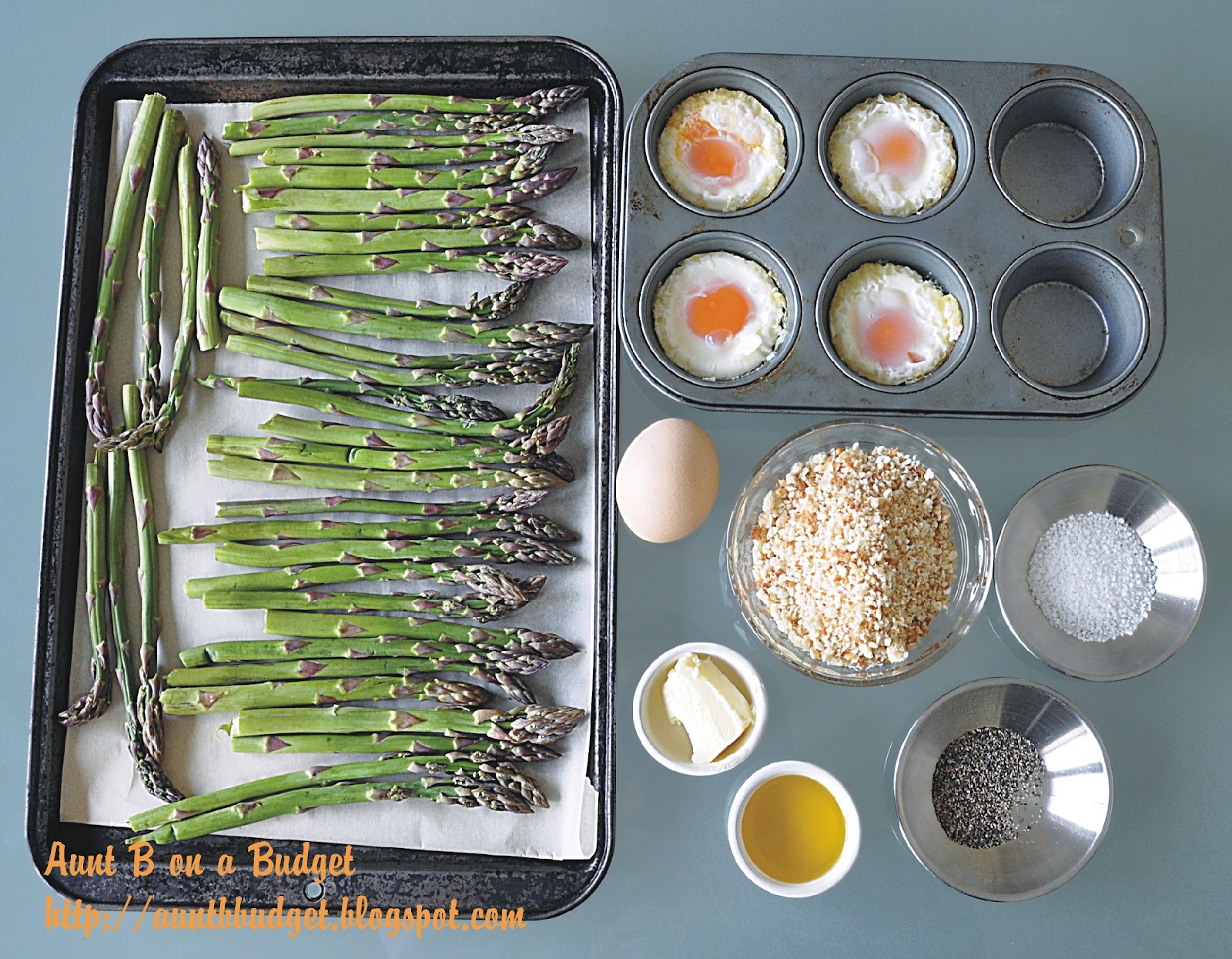 Aunt B on a Budget Roasted Asparagus and Butter Crumbed Eggs