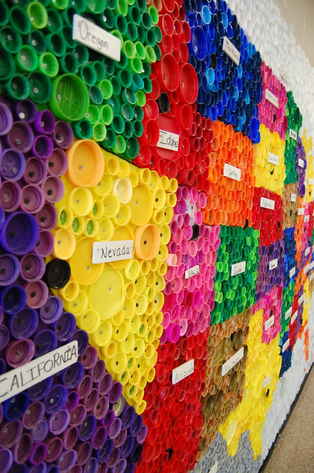 Upcycled Bottle Cap Map of USA Family Ever After