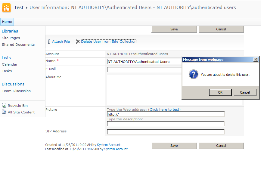 Shared Pointers "Authenticated users" and the taxonomy hidden list