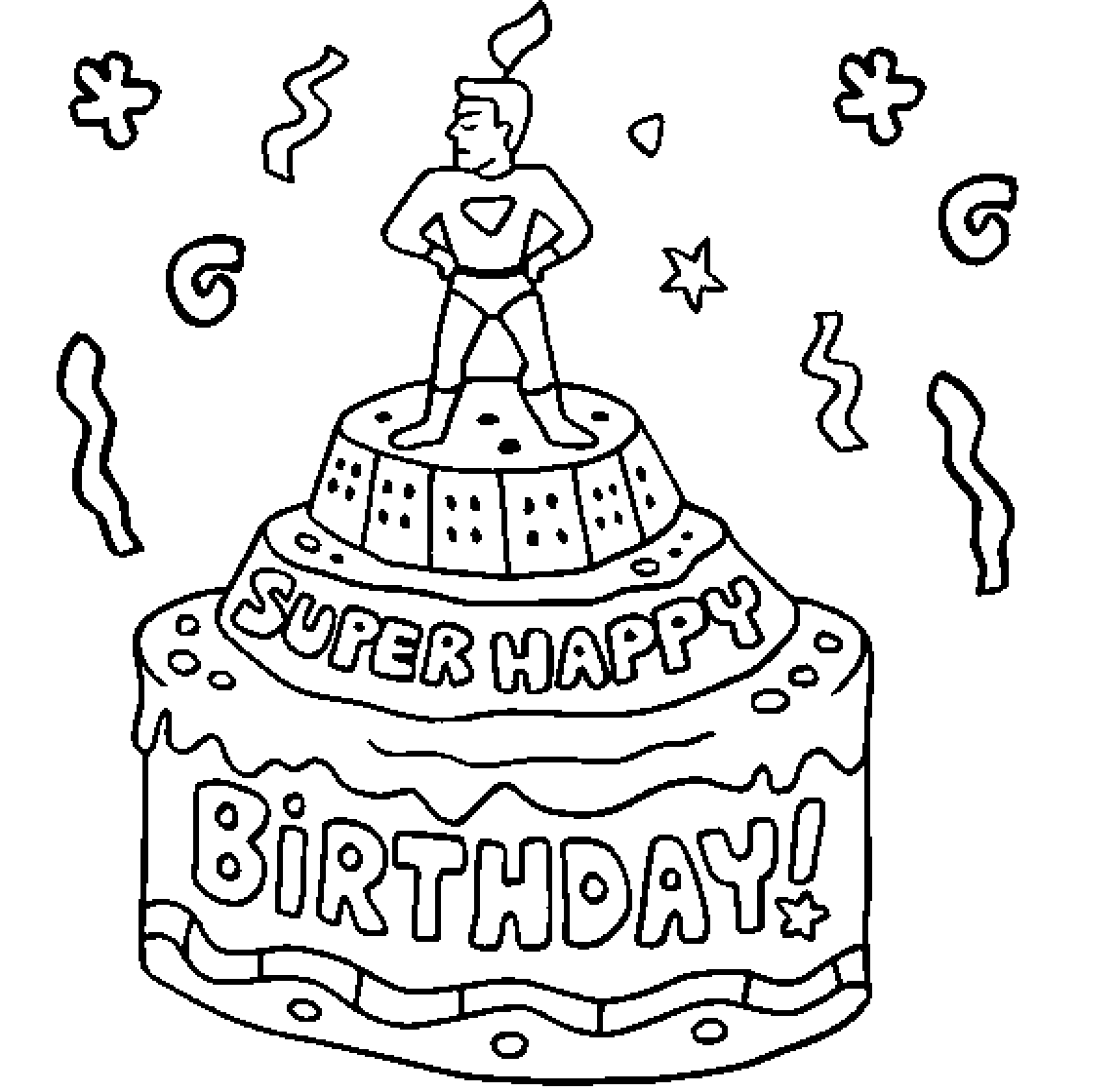 Happy Birthday Cake For Kid Coloring Page Free wallpaper