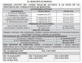 CALENDARIO ESCOLAR 17/18