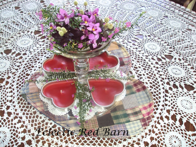 Cake Stand as Valentine's Day Vase with Heart-shaped Mat