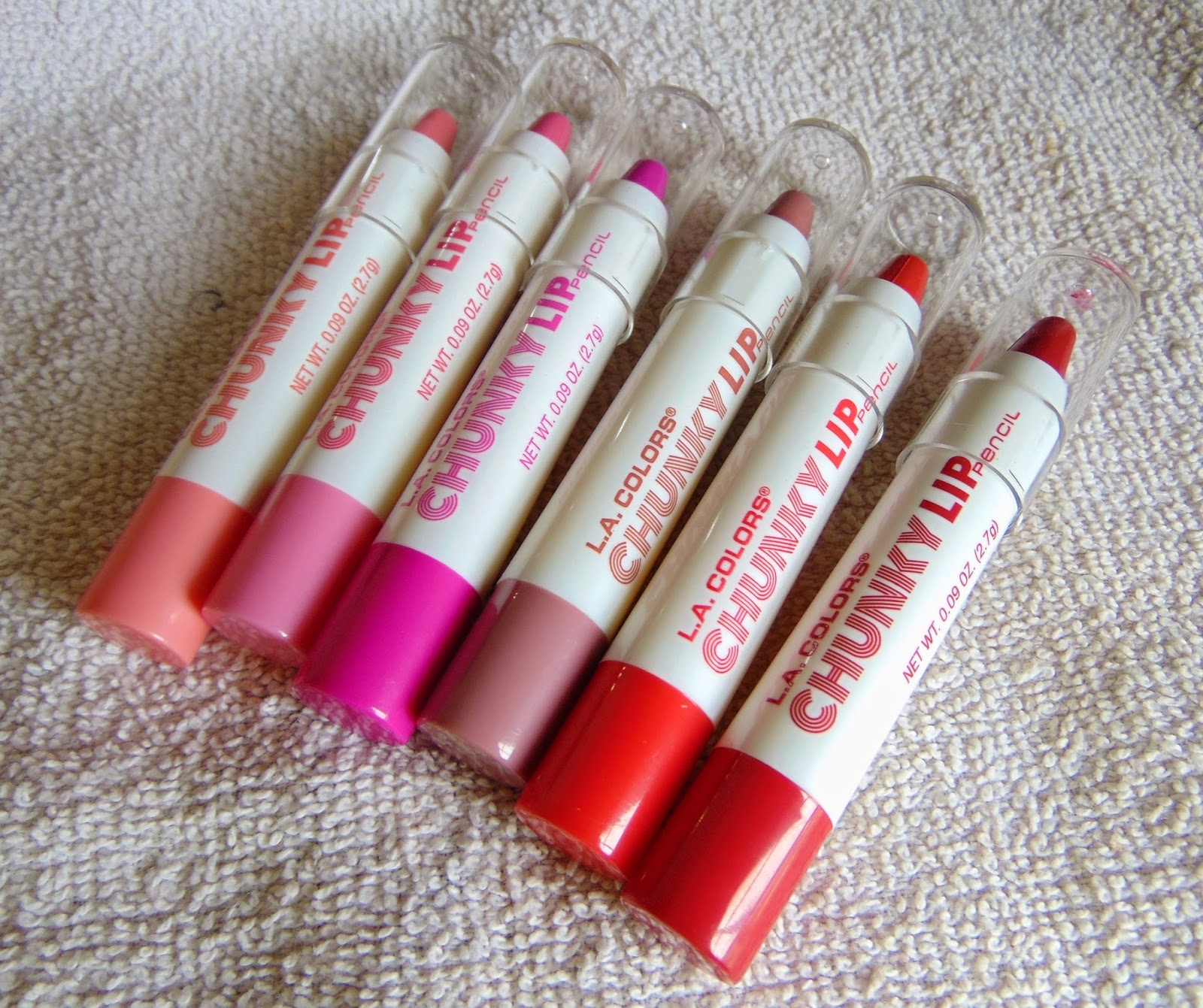 Review! L.A. Colors Chunky Lip Pencils + Swatches! Eyeshadow Couture