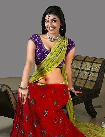 ரசிக்க வைத்த ஓவியம்..! Actress+Kajal+Agarwal+In+Saree+Hot+Navel+Stills++%283%29