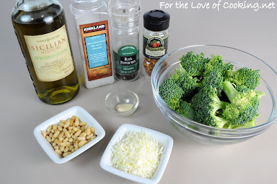 Broccoli with Garlic, Pine Nuts, and Asiago Cheese