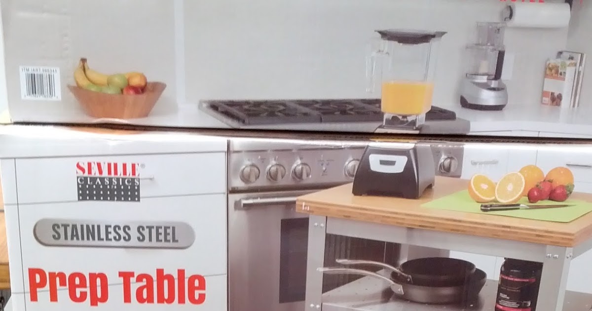 Seville Classics Stainless Steel Prep Table with Bamboo Top Costco