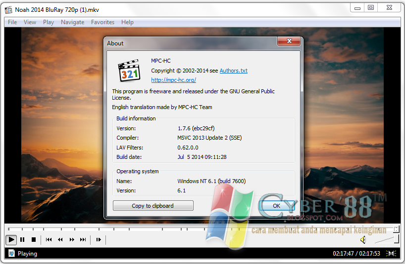 Download Media Player Classic Home Cinema 1.7.6