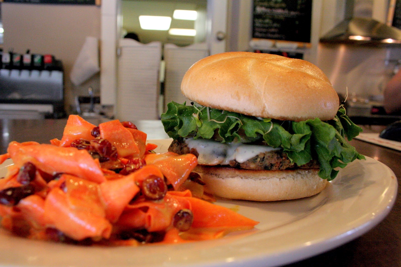 Harvest Moon Cafe Foodview Black Bean Burger with Carrot Salad