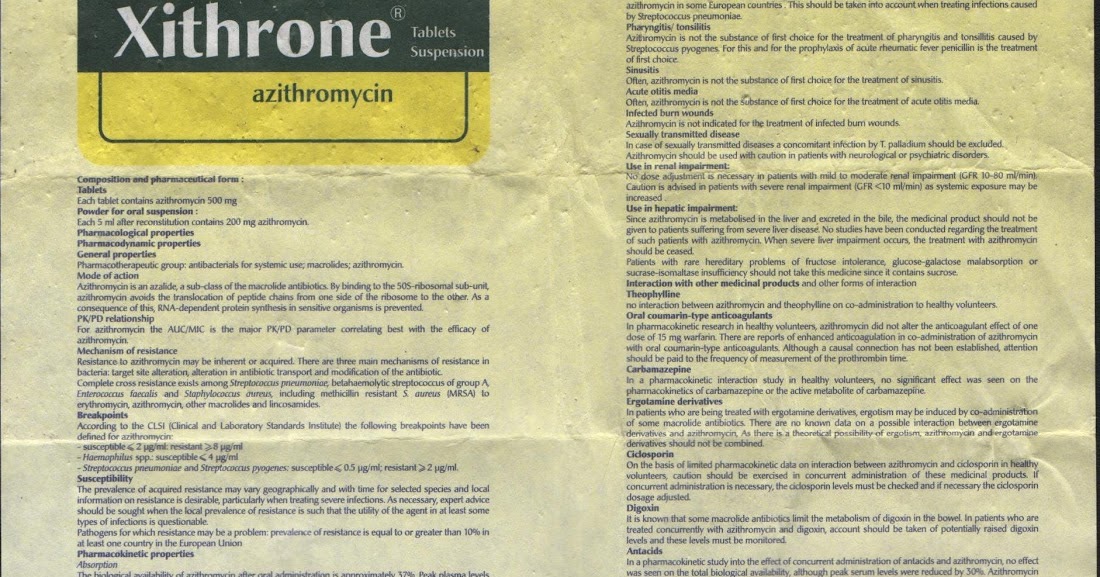Drug Pamphlet Xithrone