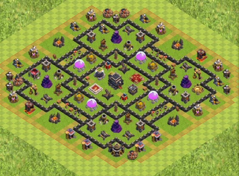 растановка базы на тх 9 в clah of clans