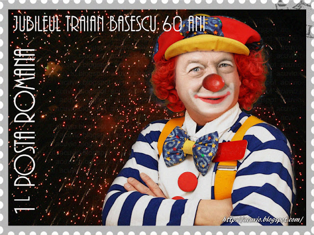 Funny stamp Jubileul Traian Băsescu Clown