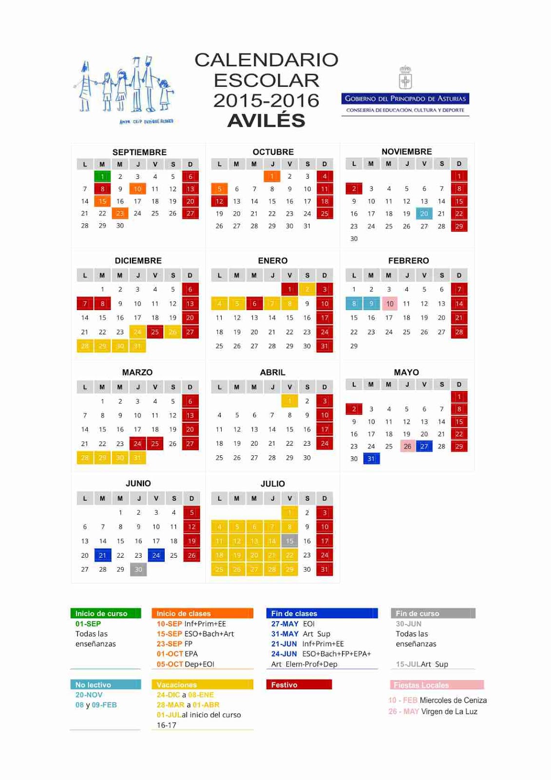 Calendario Avilés 2015-2016