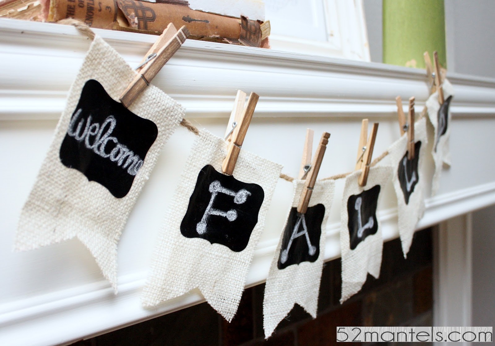 52 Mantels Chalkboard & Burlap Banner Tutorial