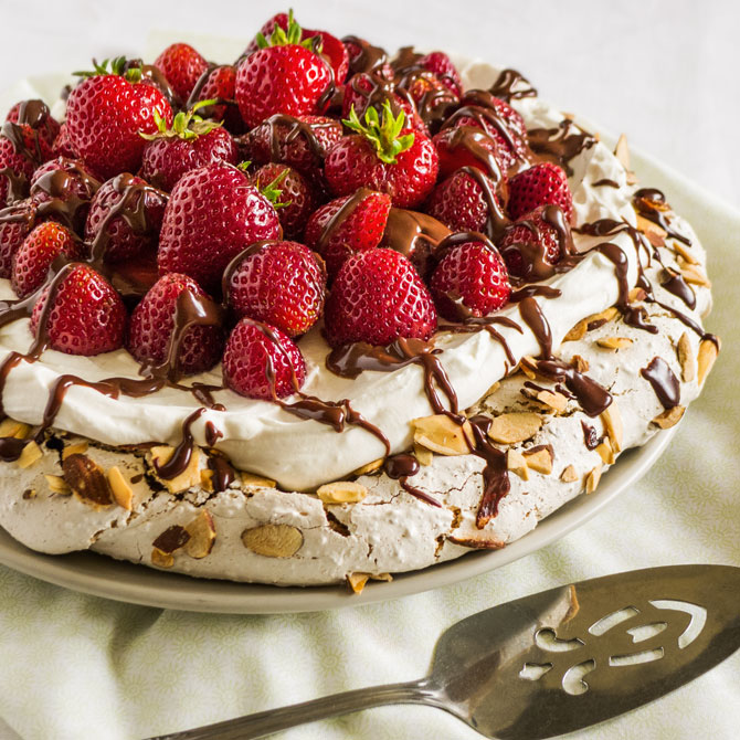 Cooking Weekends Almond Pavlova with Strawberries