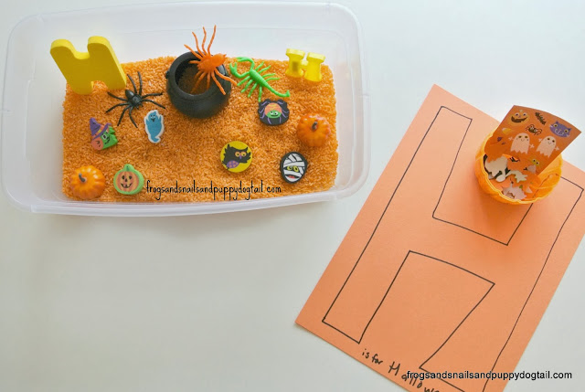 halloween sensory bin and learning letter H