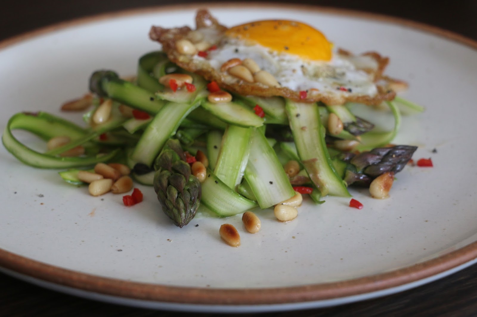 Shaved Asparagus Salad with Crispy Fried Egg