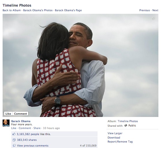 Foto Kemenangan Obama Mendapat Like Terbanyak dalam Sejarah Facebook 