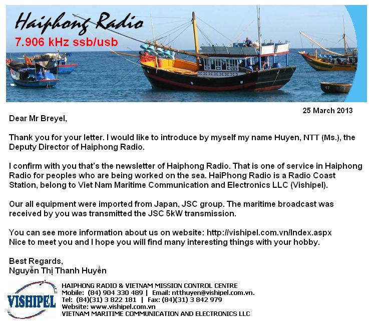SOUTH EAST ASIA DXING Haiphong Radio / Vietnam Maritime Weather Station