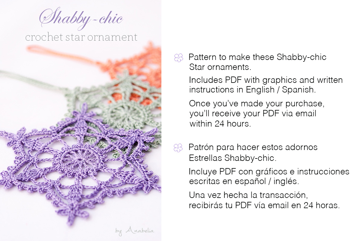 Anabelia craft design Shabbychic crochet star ornament