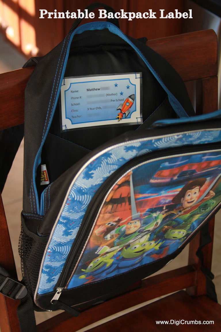 DigiCrumbs Back to School Printable Backpack Label