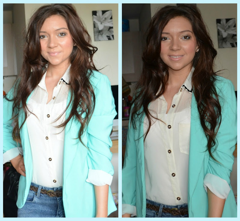 Spring Time Look Primark Mint Blazer & FM Boutique Blouse Outfit