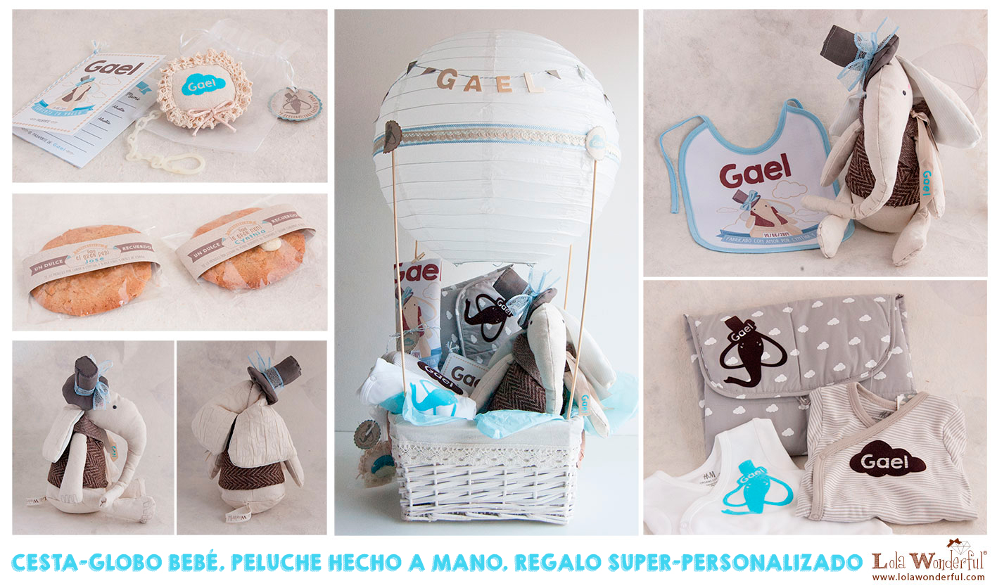 Lola Wonderful_Regalos personalizados y diseño para eventos: Cesta bebé  personalizada globo aerostático