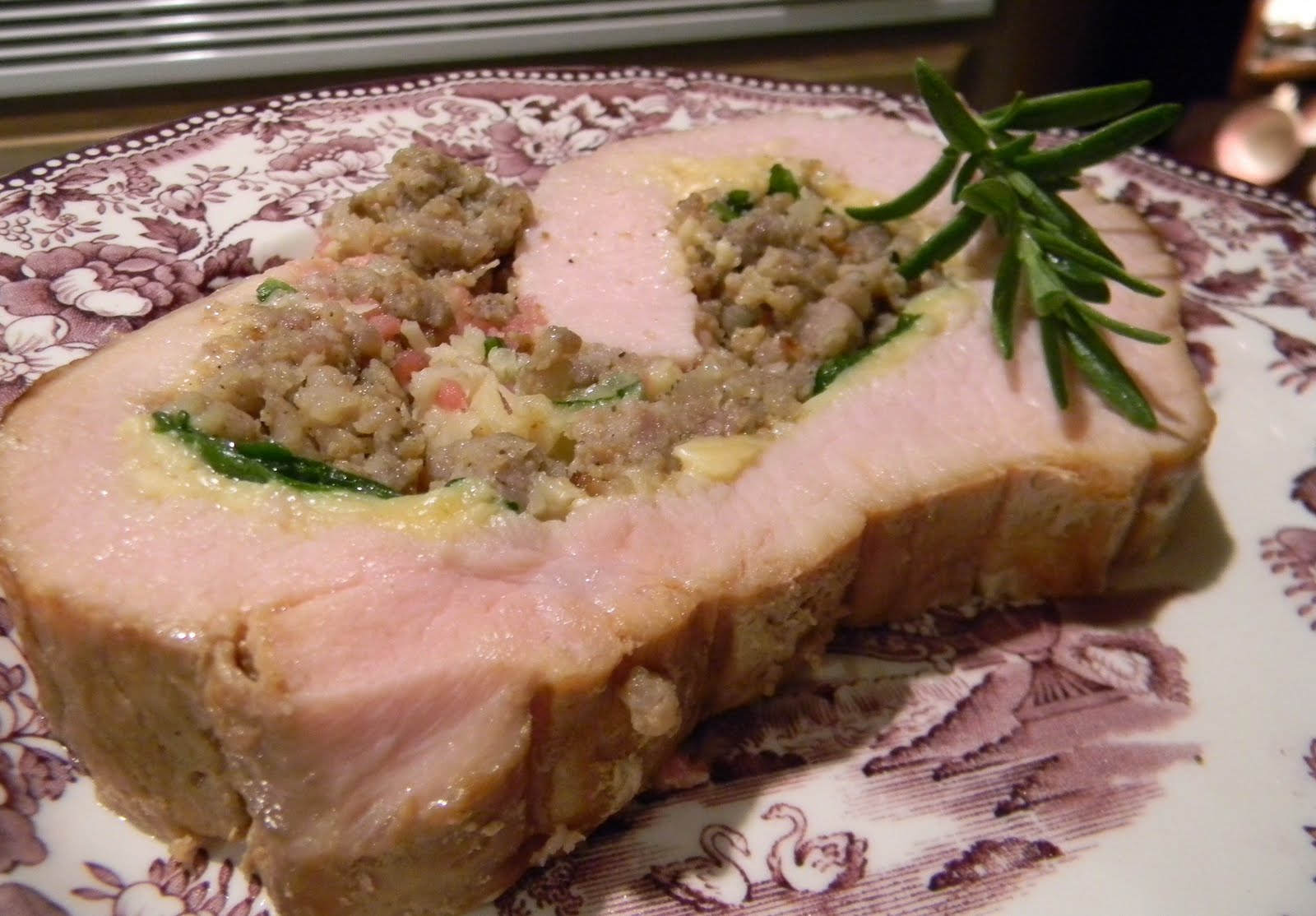 Prosciutto, Sausage, Spinach & Smoked Gouda Stuffed Pork Tenderloin