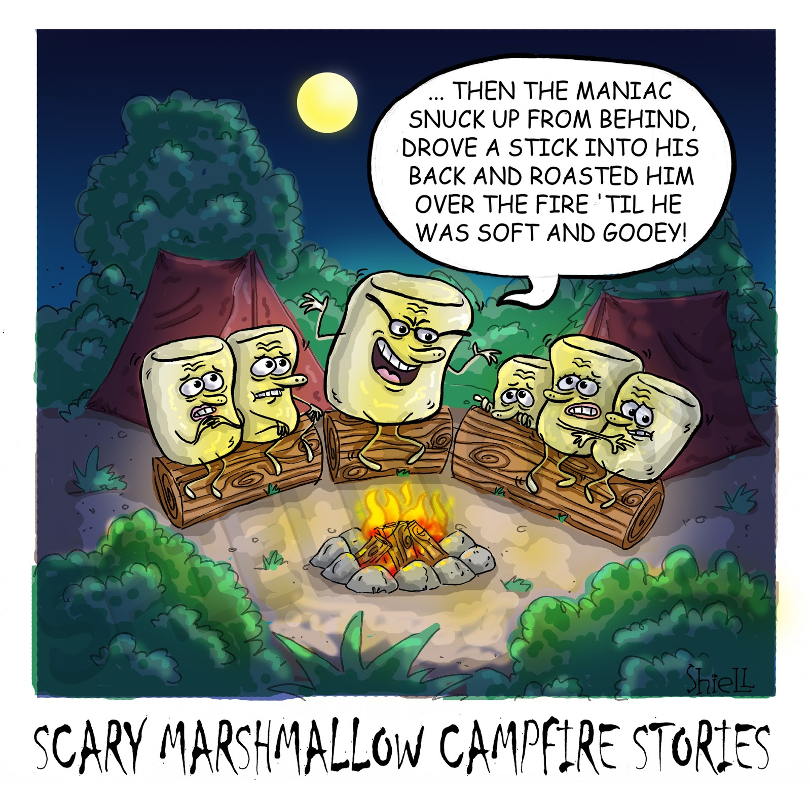 CARTOON of the Week by Mike Shiell marshmallow campfire stories