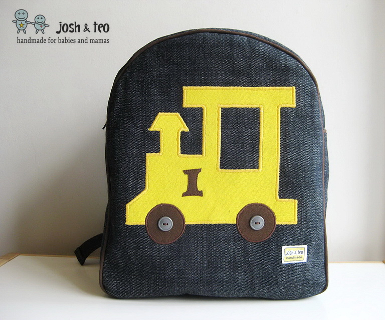 My Handmade Home Yellow Train Toddler Backpack