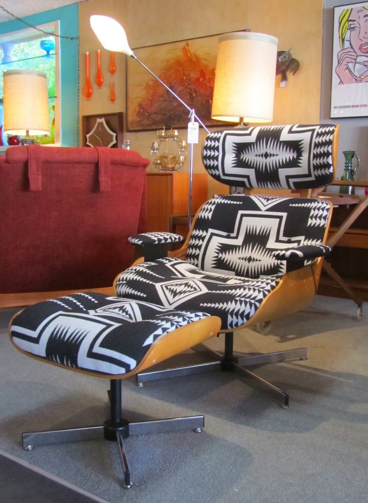 Remnant Reupholstered // Eames Style Lounge Chair & Ottoman