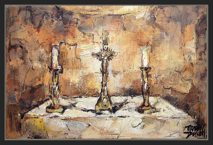 LITURGIA-PINTURA-CRUCIFIJO-VELAS-RELIGION-CRISTIANA-SANTUARIO-CUADROS-ARTE-PINTOR-ERNEST DESCALS- LITURGIA-PINTURA-CRUCIFIJO-VELAS-RELIGION-CRISTIANA-SANTUARIO-CUADROS-ARTE-PINTOR-ERNEST DESCALS-