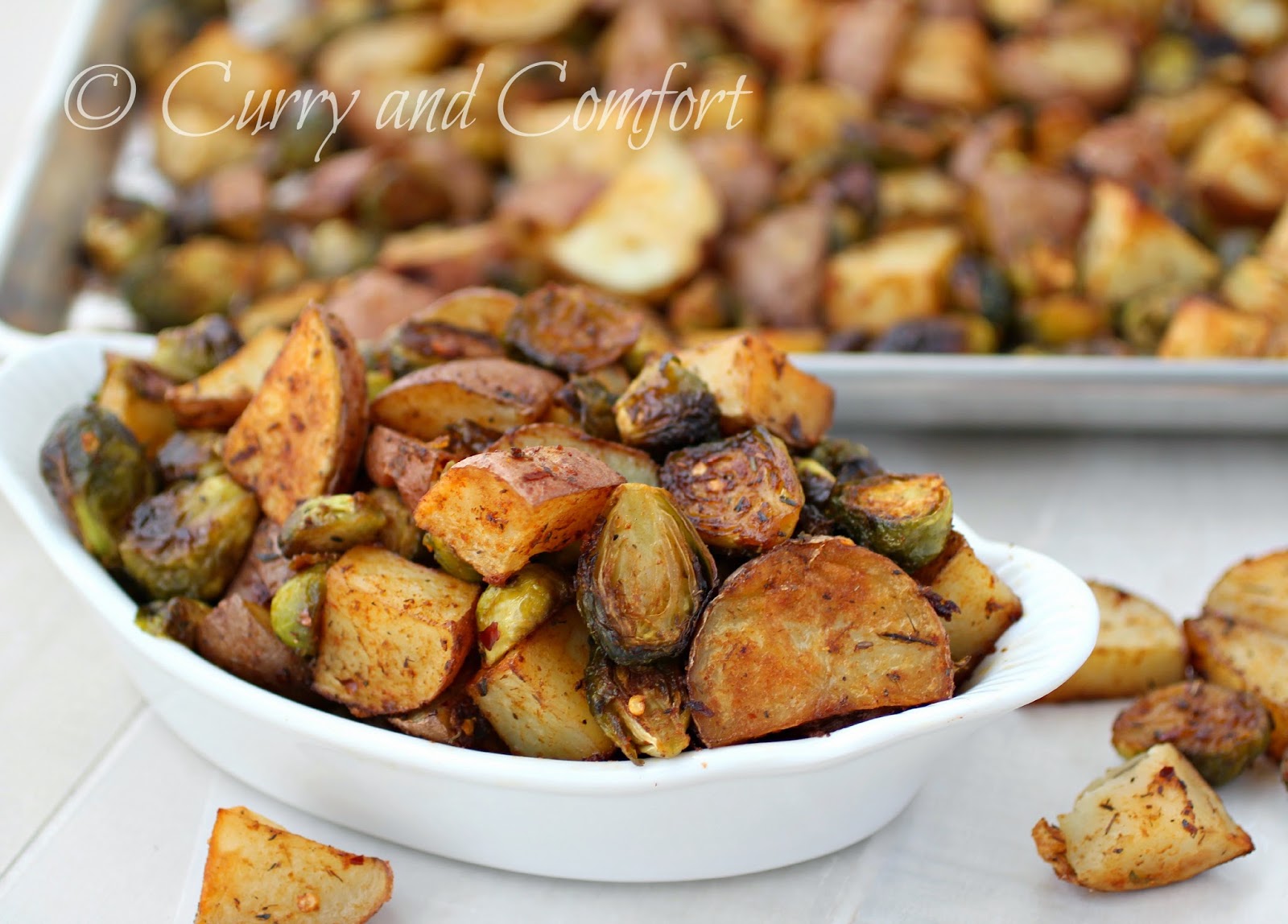 Kitchen Simmer Roasted Potatoes and Brussels Sprouts