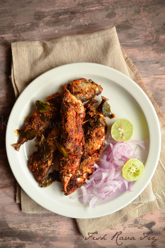Karnataka Style Mackerel Fry Bangada Fry Rava Fish Fry kurryleaves