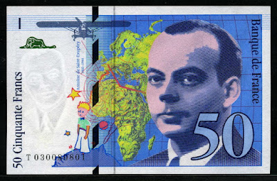 France money currency 50 French Francs Antoine de Saint-Exupéry banknote