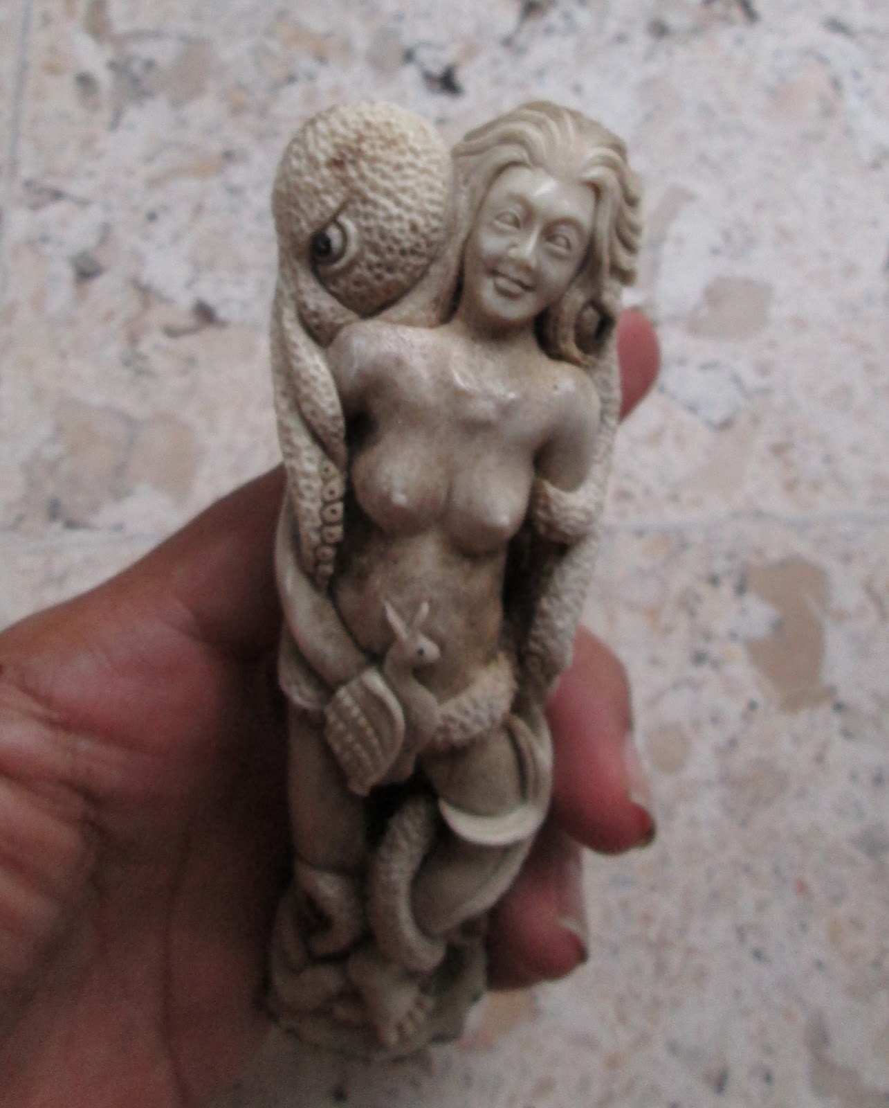 Octopus Skull Snail Mermaid Handle/Standing Carving Octopus Skull Snail Mermaid Handle/Standing Carving