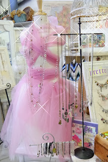 pink tulle and necklaces