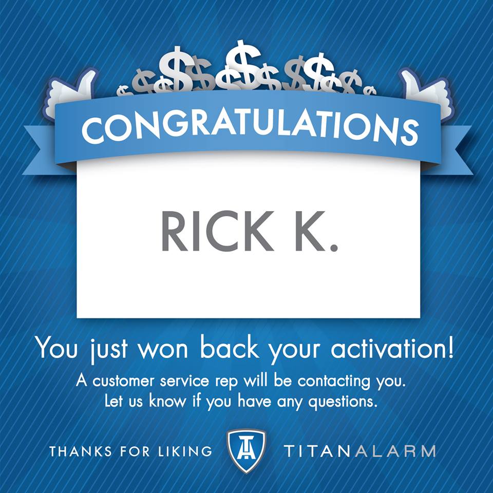 Titan Alarm August 11 Winner: Rick K.