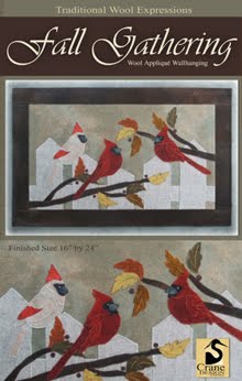 Fall Gatherings Wool Applique Wallhanging 16" by 24"