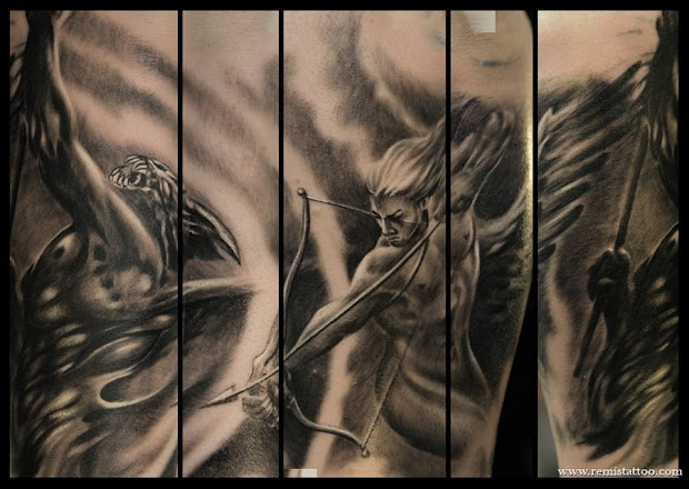 tattoo donkey angel devil