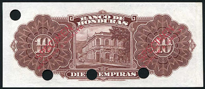 Honduras paper money 10 Lempiras note bill