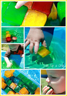 Colored Ice in the Play Pool