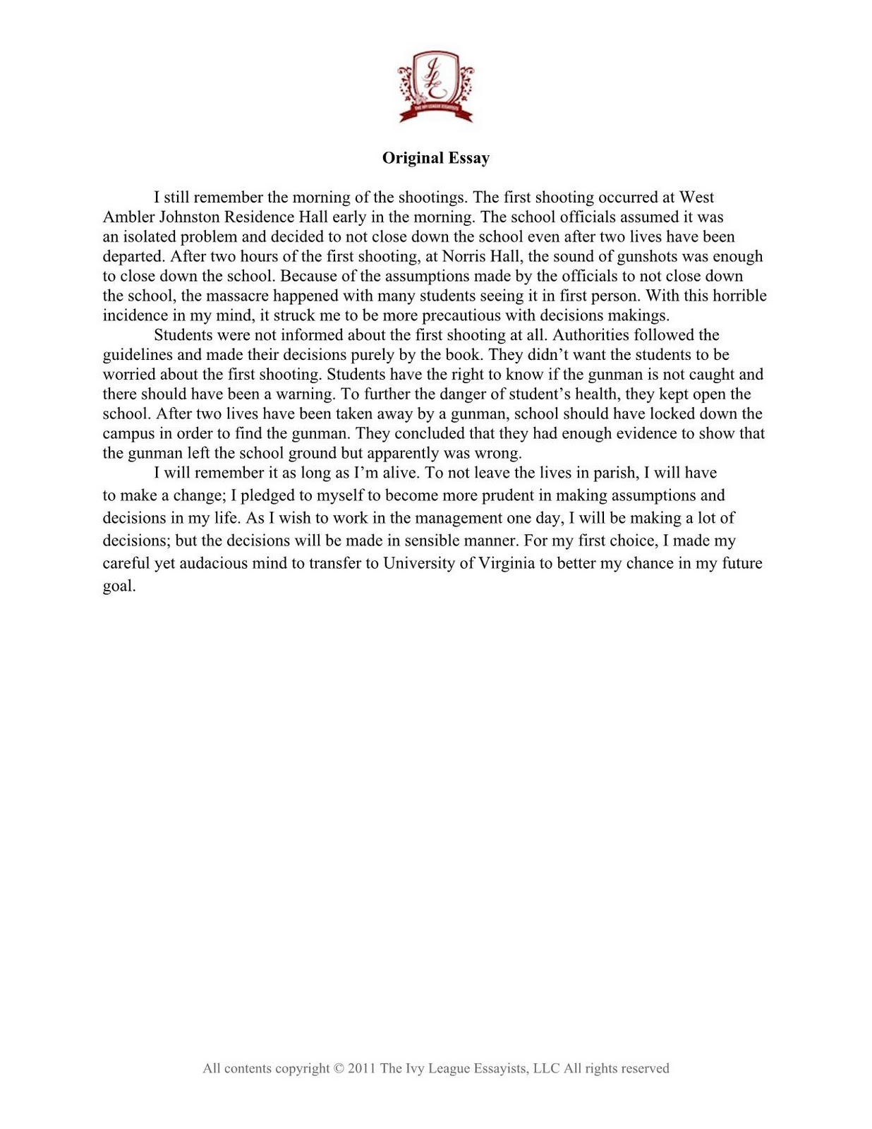 Virginia tech college essay prompt 2013