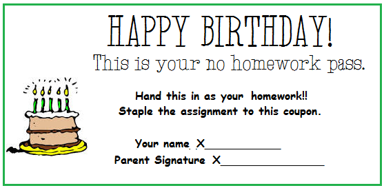 Homework pass template high school image