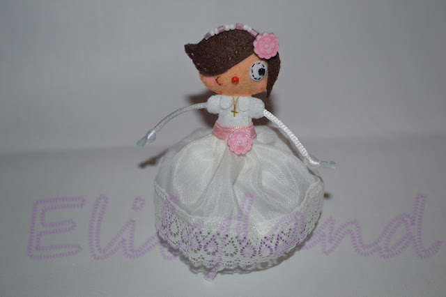 comunion fieltro mini-elily muñeca fieltro comunion mini-elily