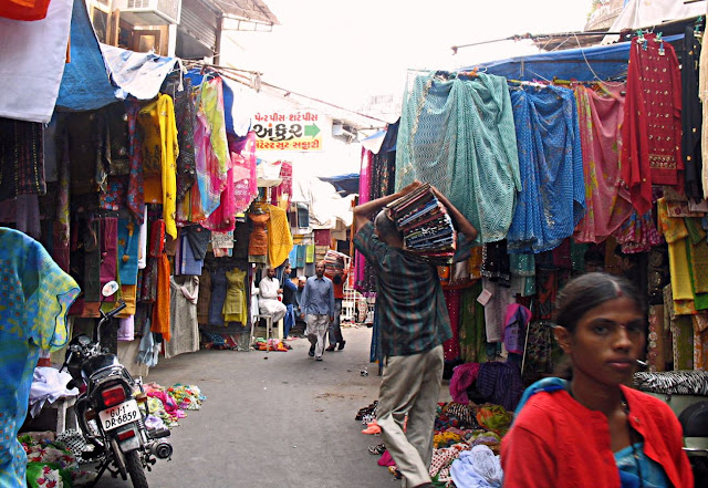 Stock Pictures: Cloth and Textile Market in Ahmedabad old city