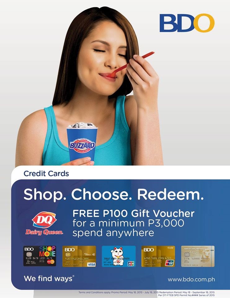 BDO Free P100 Gift Voucher from Dairy Queen!